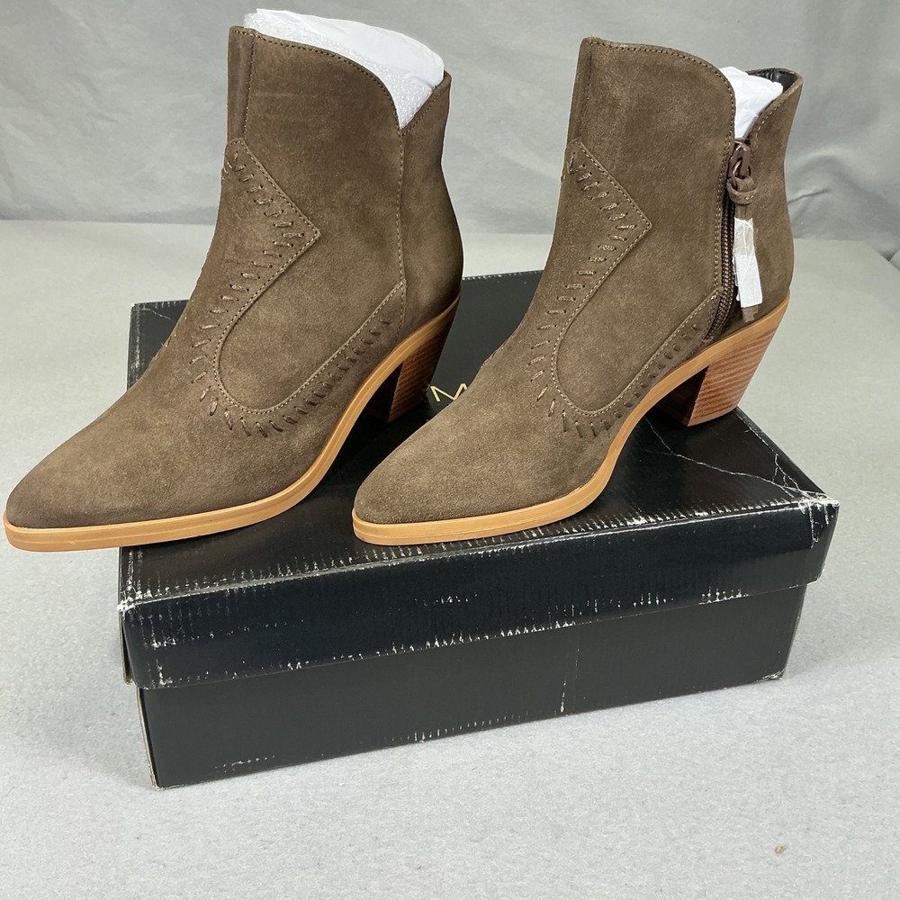 Rebecca Minkoff Lulu Women's 5.5M Olive Suede Western Ankle Boots New